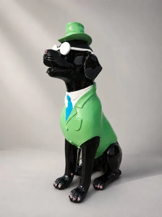 Statue, Mister dog in smoking - 31 cm - polyresin