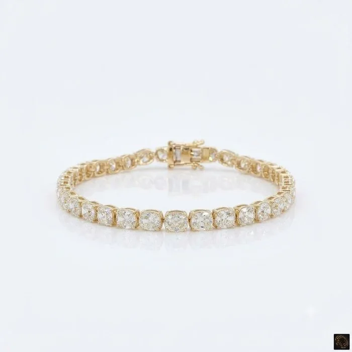 Bracelet - 18 kt. Yellow gold - 12.39ct. tw. Diamond (Natural) - Elongated OldMine Cushion