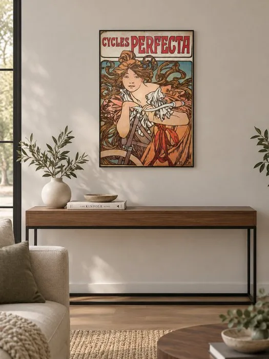 Alphonse Mucha (after) - Manifesto pubblicitario Cycles Perfecta – Art Nouveau - 1970s