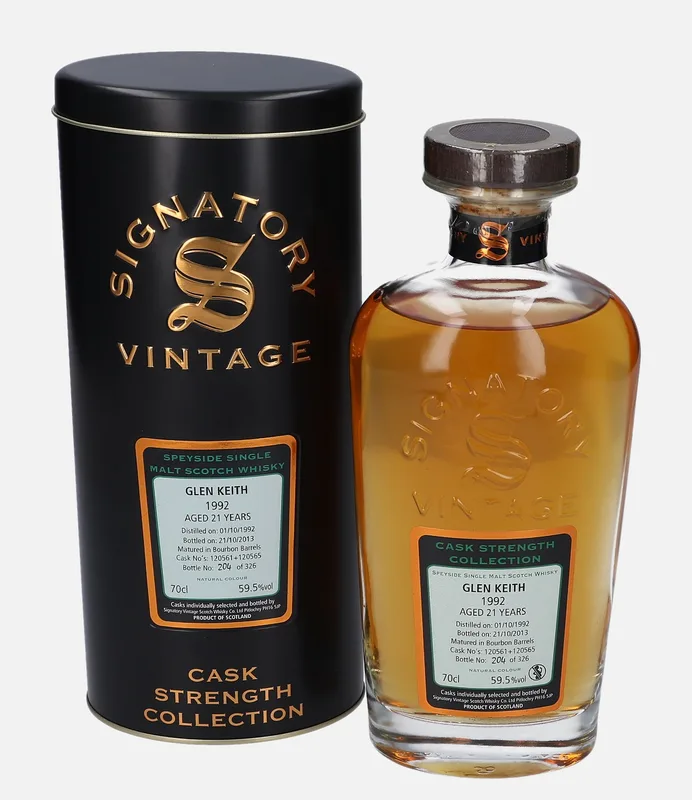 Glen Keith – 1992 21 Year Old Signatory Vintage Scotch Whisky Co. Cask Strength Collection