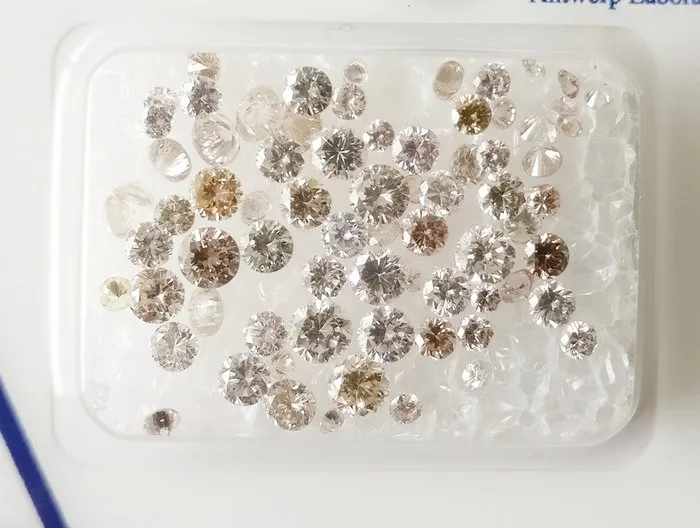 75 pcs Diamond (Natural) - 2.01 ct - Round - VS1 - Antwerp Laboratory for Gemstone Testing (ALGT) - Mixed Pink VS-SI