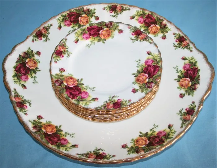 Royal Albert - Pastry/cake set (7) - Old Country Rose - Porcelain