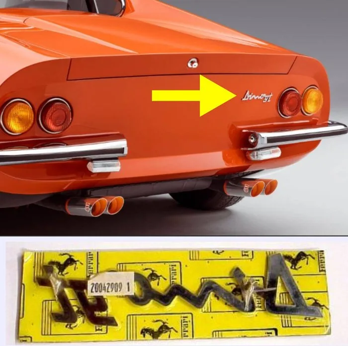 Ferrari Dino GT rear script emblem (New Old Stock) - Ferrari - Extremely Rare - 2 pin Original