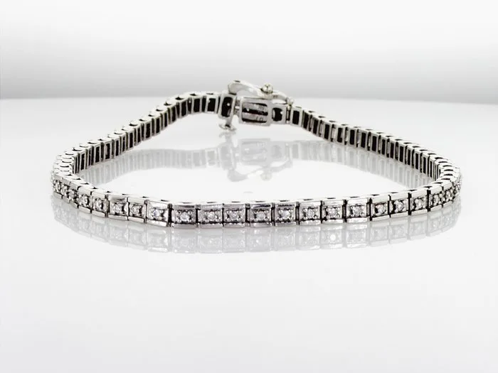 Tennis bracelet - 18 kt. White gold - 0.60ct. tw. Diamond (Natural) - YKJ0012