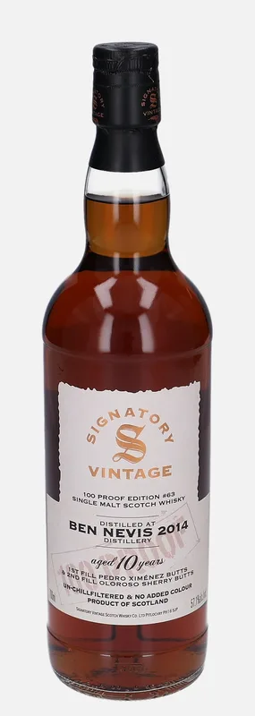 Ben Nevis – 2014 10 Year Old Signatory Vintage Scotch Whisky Co. 100 Proof Edition #63 (70cl, 57.1%)