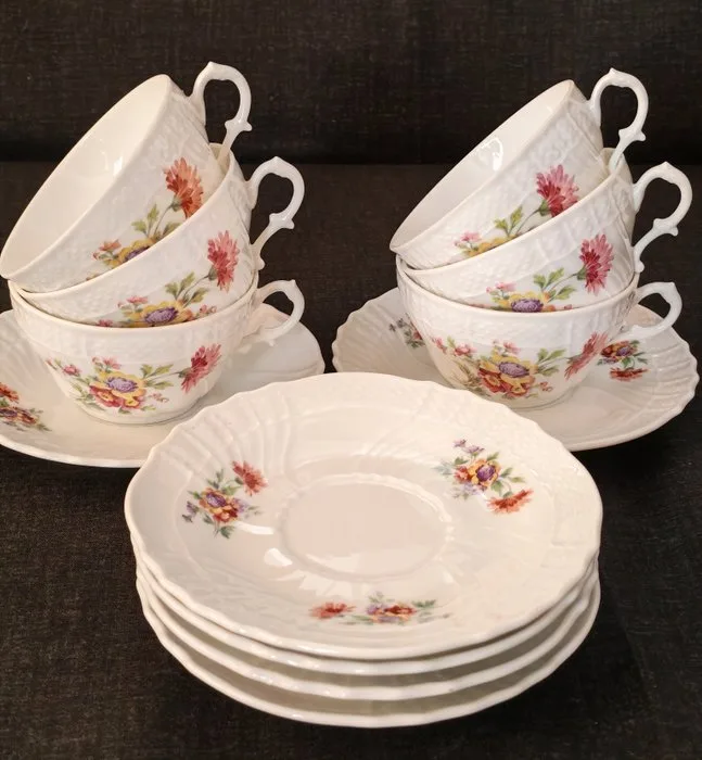 Richard Ginori - Tea service - vecchio Richard Ginori - porcelain biscuit - Floral decor
