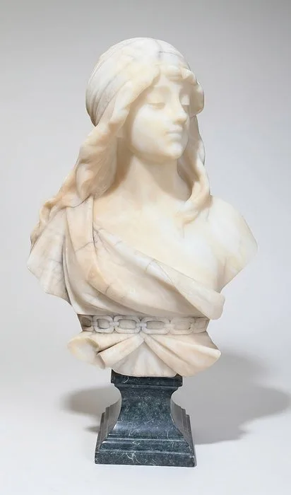 Adolfo Cipriani (1857-1941) - Bust, Dama - 58 cm - Alabaster, Marble