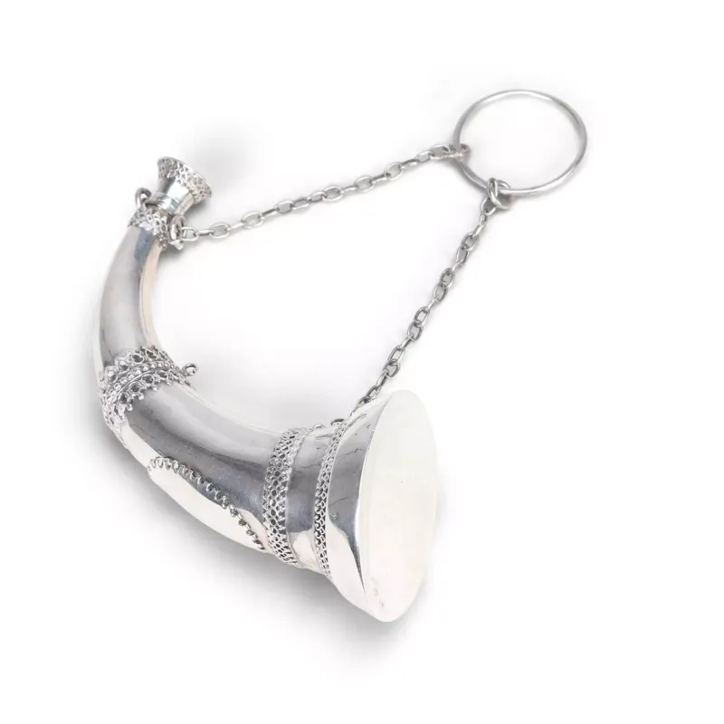 A Large Victorian Silver Vinaigrette by Colen Hewer Cheshire, Birmingham 1875, modelled as a horn