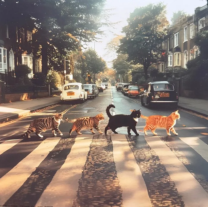 Dikhotomy - “Kitty Abbey Road”. - 40 x 40 cm