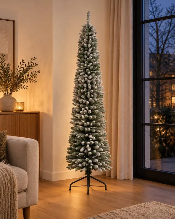Decorative ornament - Snow-covered Pencil artificial Christmas tree - Soft needle look - Asia - New - Unused
