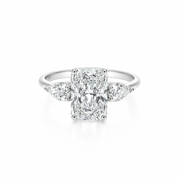 Ring - 14 kt. White gold - 4.08ct. tw. Diamond (Lab-grown) - Diamond