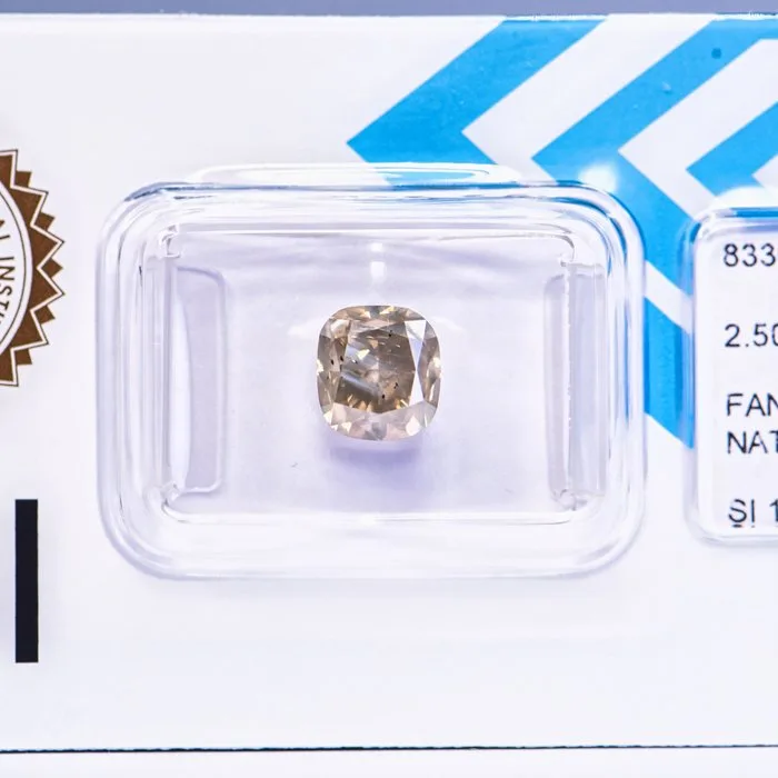 1 pcs Diamond (Natural coloured) - 2.50 ct - Cushion - Fancy deep Greyish, Greenish Yellow - SI1 - International Gemological Institute (IGI) - VG
