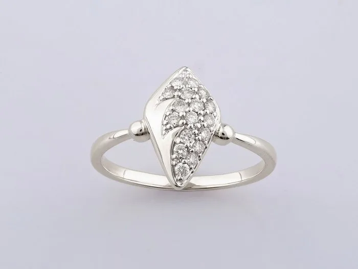 Ring - 14 kt. White gold - 0.21ct. tw. Diamond (Natural)