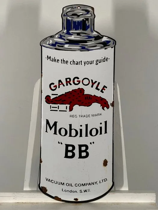 MOBILOIL - Advertising sign - 65x25cm - Made of thick steel sheet and enamel