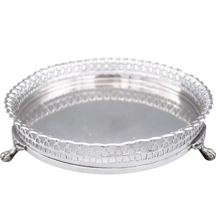Tray - Pierced centerpiece with claw feet. -.833 silver