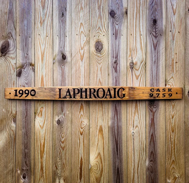 Laphroaig 1990 Reclaimed Oak Whisky Barrel Stave Wall Plaque (N/A%)