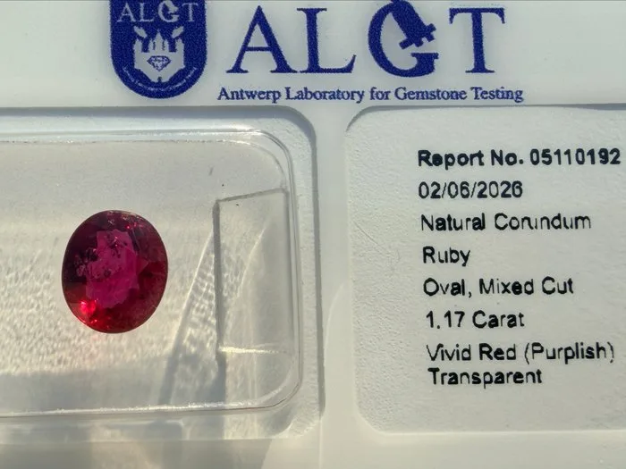 Red Ruby - 1.17 ct - Antwerp Laboratory for Gemstone Testing (ALGT) - No Treatment-Fine Quality