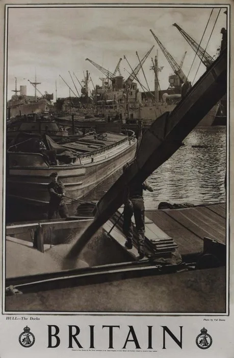 Val Doone - Original Vintage Travel Poster BRITAIN HULL The Docks Photo by Val Doone 1960