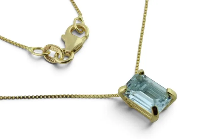 Necklace - 18 kt. White gold Aquamarine