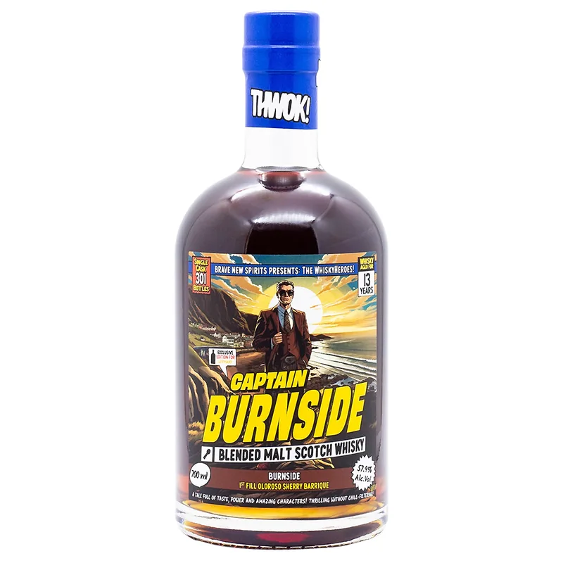 Brave New Spirits Burnside 13 Years Captain Burnside Whisky Heroes Blended Malt Scotch Whisky (70cl, 57.9%)