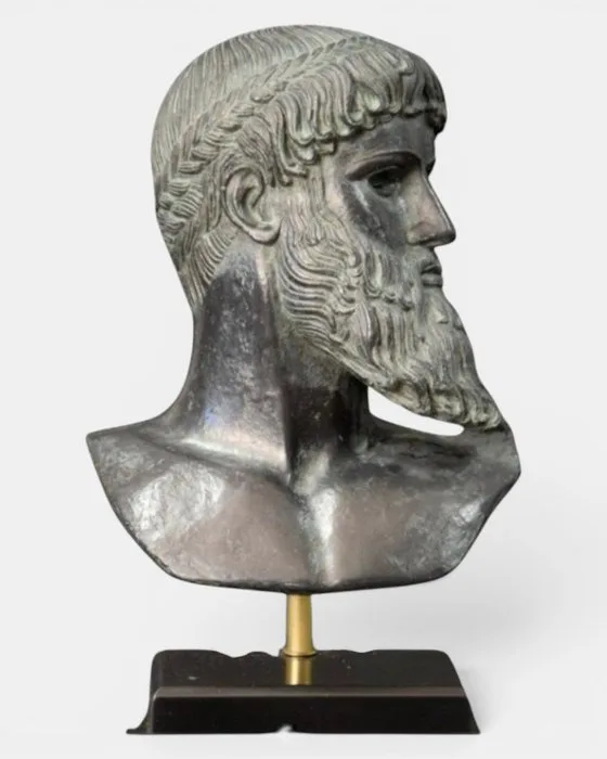 Bust, Poseidone - 30 cm - sculpted with patinas and bronze