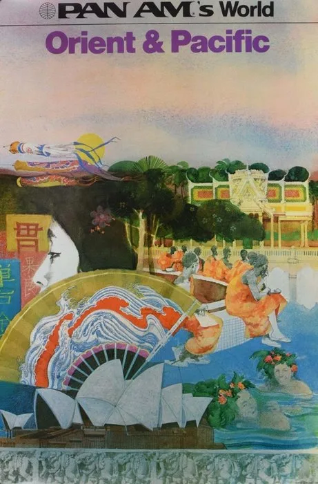 Pan Am's World - Pan Am's World: Orient & Pacific Original Travel Poster 1973 - 1970s