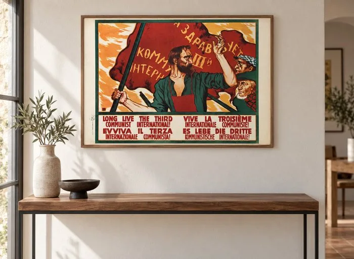 Sergei Ivanov - USSR Manifesto sovietico Viva la Terza Internazionale Comunista - 1950s