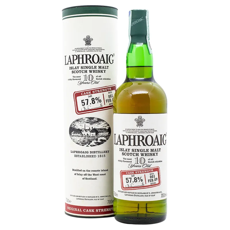 Laphroaig – Aged 10 Years Cask Strength Batch 1 Islay Single Malt Scotch Whisky (70cl, 57.8%)