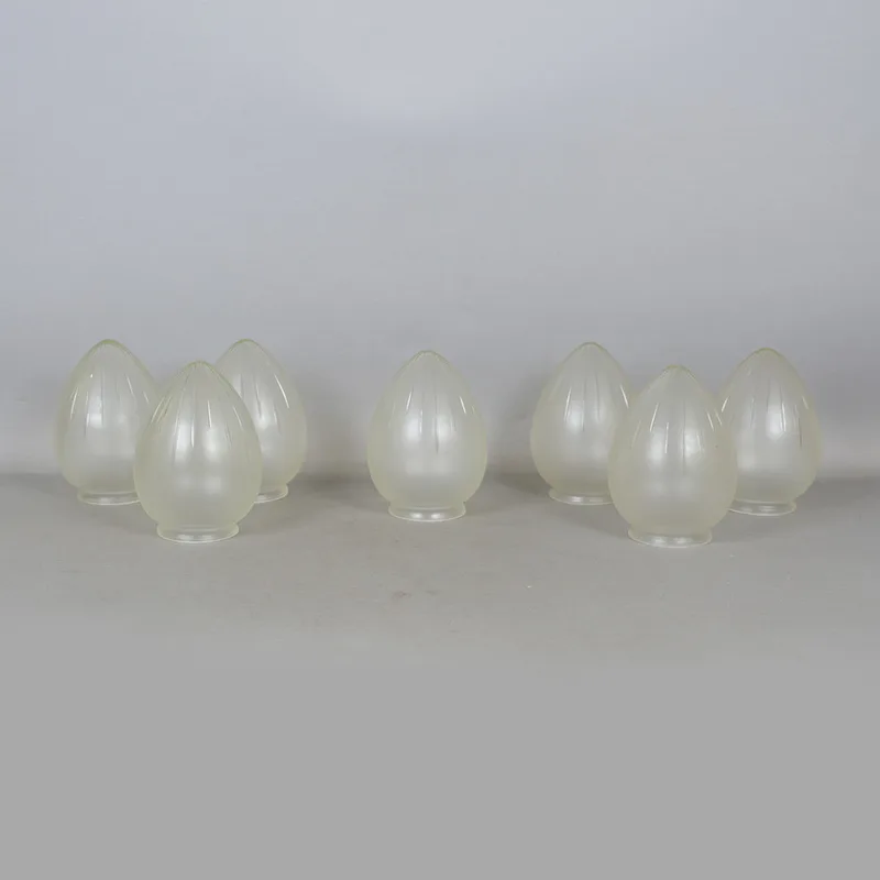 Seven Early 20th Century Frosted Glass Light Shades (7)