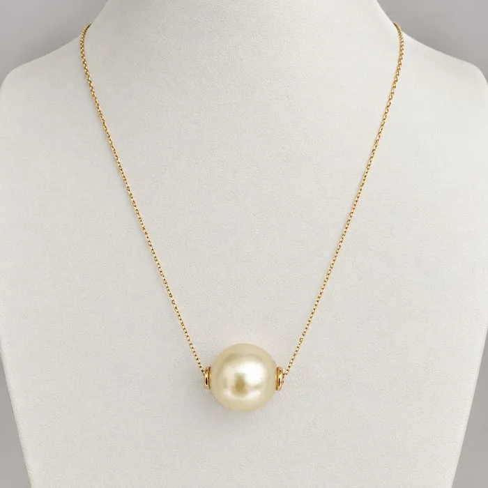 Necklace with pendant - 18 kt. Yellow gold Pearl - Golden South Sea Pearl