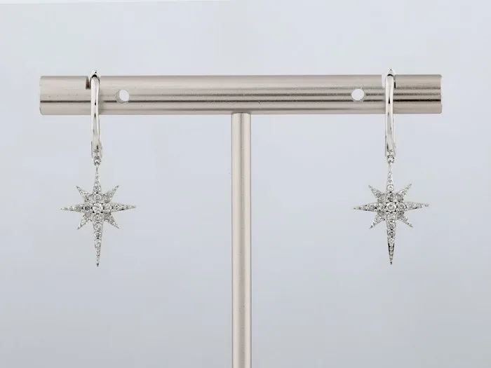 Earrings - 14 kt. White gold - 0.19ct. tw. Diamond (Natural)
