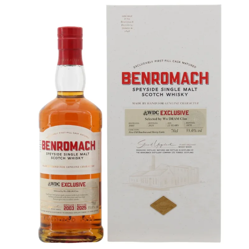 Benromach – 22 Year Old 2003/2025 First Fill Bourbon & Sherry Casks Wu Dram Clan (70cl, 55%)