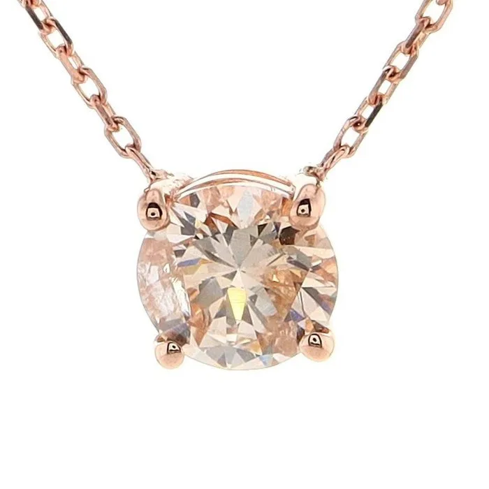 Necklace with pendant - 14 kt. Rose gold - 1.00ct. tw. Brown Diamond (Natural coloured)