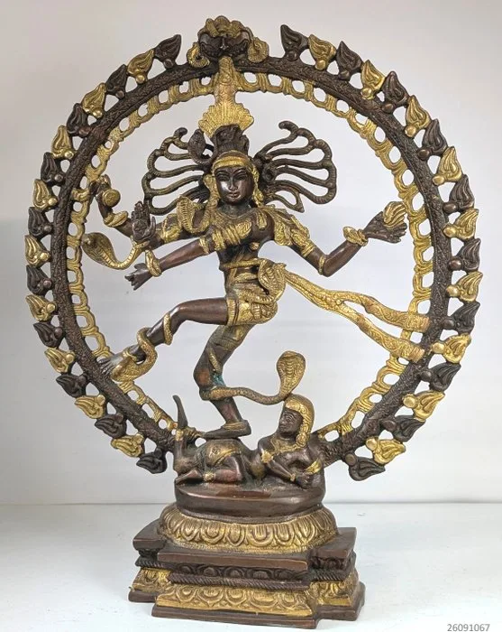gedetailleerd bronzen beeld te zijn van Shiva Nataraja - Gilt bronze - Nepal