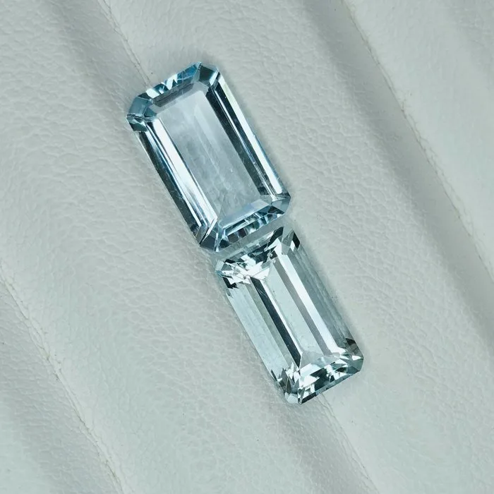 2 pcs Blue Aquamarine - 5.77 ct - Gemological Science International (GSI)