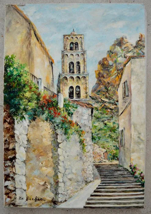 Henriette Le Bechec (XX) - Vieille rue à Moutiers Sainte Marie