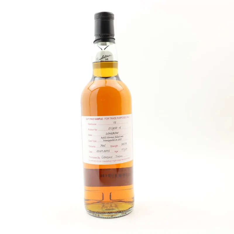 Longrow – 2015 11 Year Old Duty Paid Sample (70cl, 58.3%)