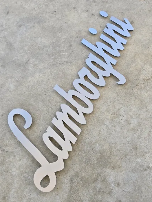 Professional Wall Brushed Aluminium* Logo - Big Size 140 cm ! - Lamborghini