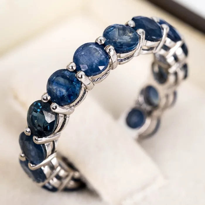 Ring - 14 kt. White gold - 6.72ct. tw. Sapphire - CGL