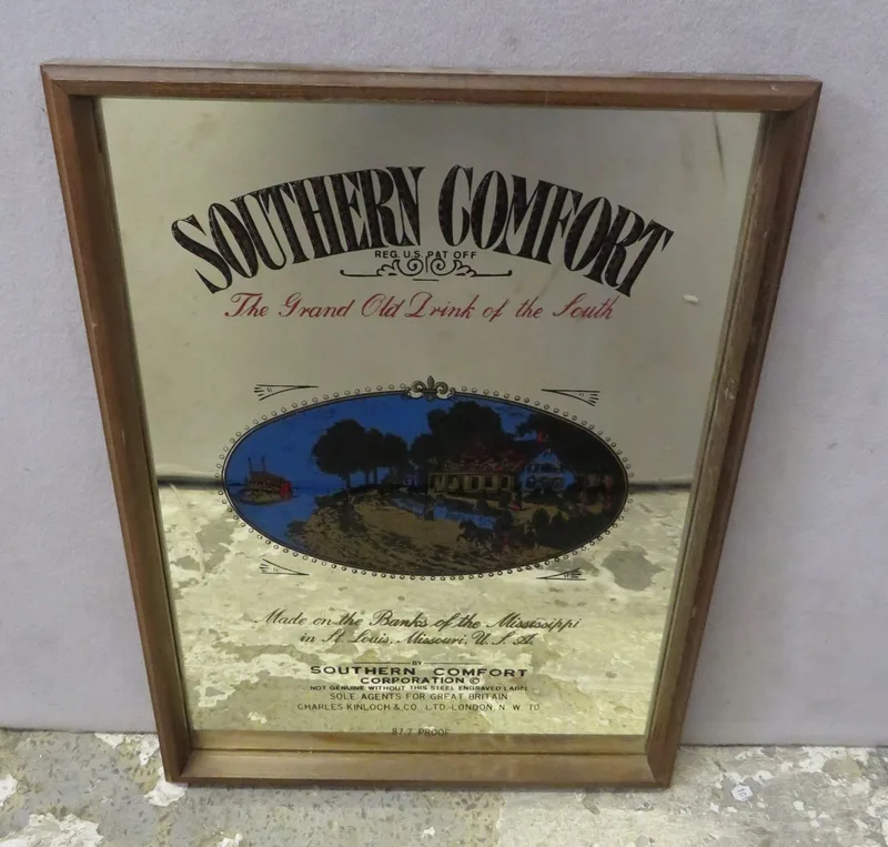 Southern Comfort Advertising Mirror approx. 41cm x 30cm (BW)