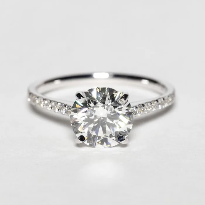 Engagement ring - 18 kt. White gold - 2.01ct. tw. Diamond (Lab-grown) - Diamond - F VS2 IDEAL