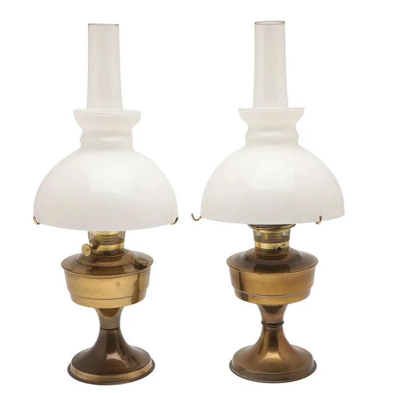 A Pair of Brass Oil Lamps