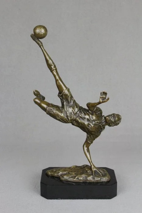Milo (1910-1978) - Sculpture, Football Soccer Player - 34 cm - Bronze, Marble