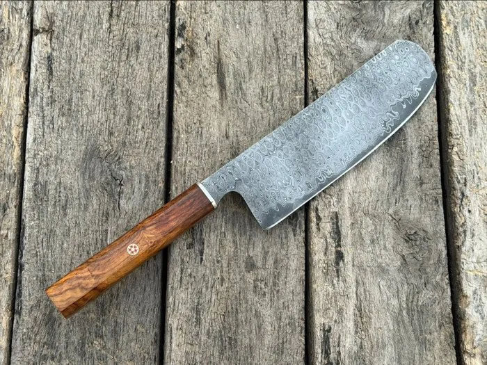 Kitchen knife - Handmade Collectibles Chef Knife, Carbon Forged Steel, Wood Handle - North America - (TJ2)