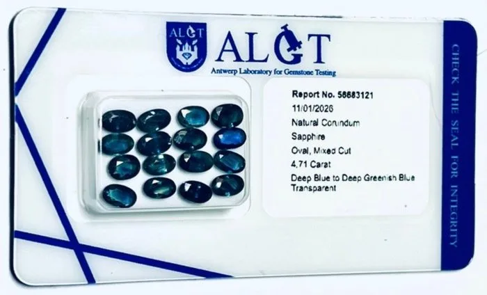 16 pcs Blue, Green Sapphire - 4.71 ct - Antwerp Laboratory for Gemstone Testing (ALGT)