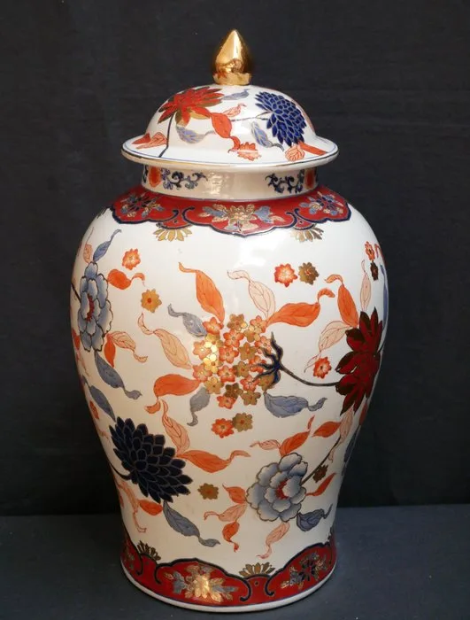 Lidded vase - Porcelain, 50 cm - handmade enamel