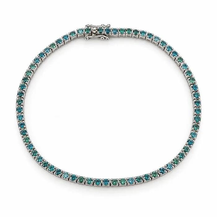 Bracelet - 18 kt. White gold - 2.16ct. tw. Sapphire - Made in Italy - Handmade