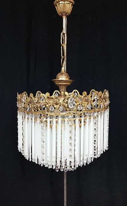 Ceiling lamp - Crystal, Glass, Bronze - Italian Lustre