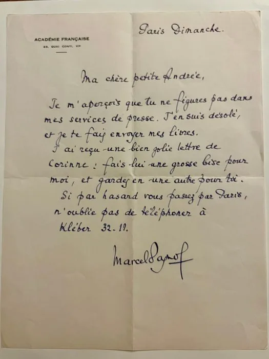 Marcel Pagnol - Lettre autographe signée - 1962