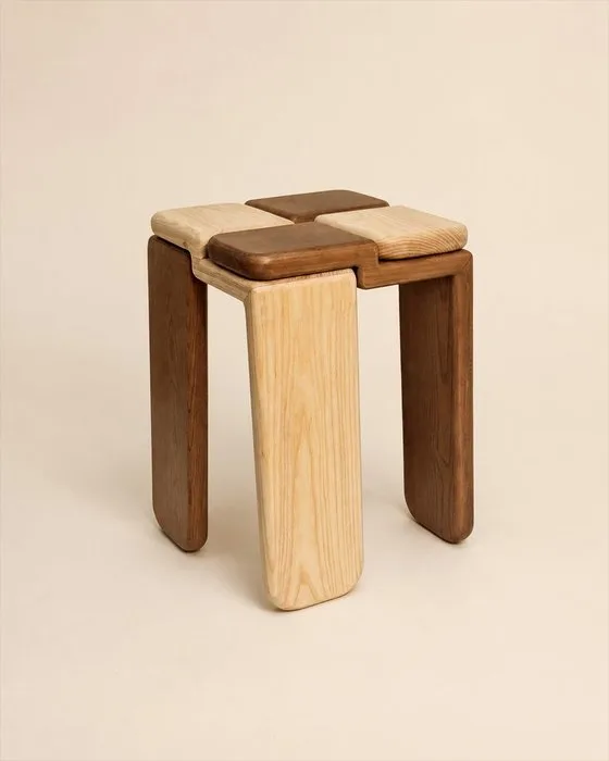Luis Gimeno - Stool - Solid Ash Wood - Stool / Side Table